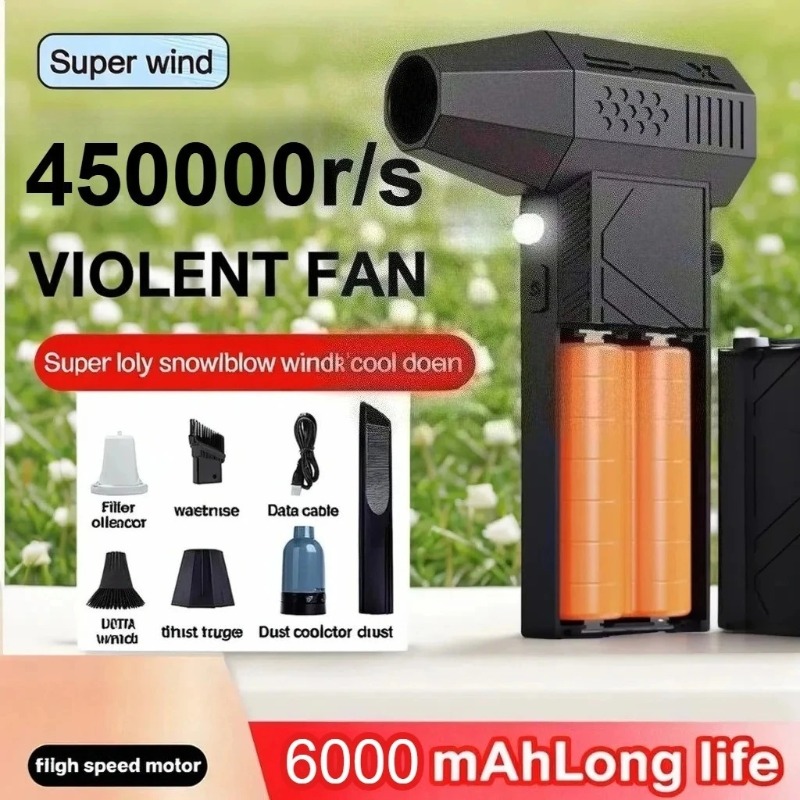 Dryer Car Blower - มอเตอร์เทอร์โบแบบไร้แปรงถ่าน 450000 รอบต่อนาที พร้อมไฟ LED แบตเตอรี่